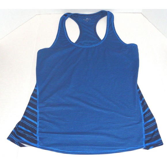 Athleta Women's Mixed Stripe Racer Back Tank Top Size: Small-Blue Style: 138193 - Picture 1 of 8